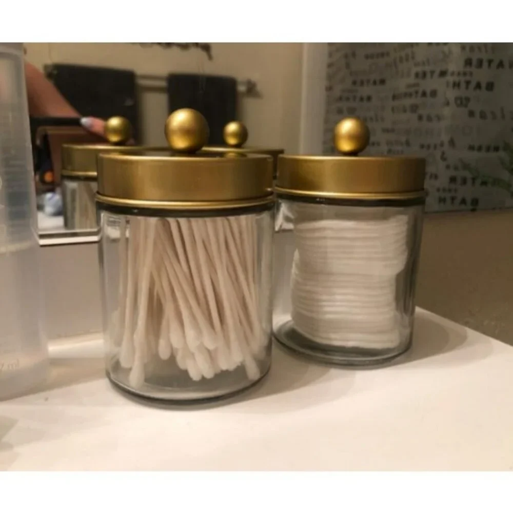 2 pack Amolliar Apothecary Jars Bathroom Storage Organizer -Countertop Storage